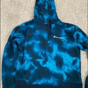 Champion Womens Blue Tie-Dye Hoodie Size Large (Read desc)